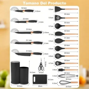 Kit de cuchillos para cocina y espatulas
